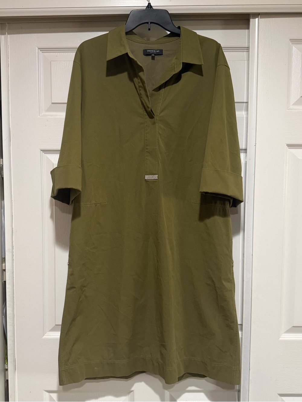 Lafayette 148 green olive shift dress size xl